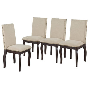 English Elm Trexm Farmhouse Round Extendable Dining Set Acacia Veneer Table with 4 Nailhead Chairs Espresso ST000074AAP--2026