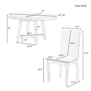 English Elm Trexm Farmhouse Round Extendable Dining Set Acacia Veneer Table with 4 Nailhead Chairs Espresso ST000074AAP--2026