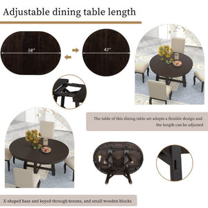 English Elm Trexm Farmhouse Round Extendable Dining Set Acacia Veneer Table with 4 Nailhead Chairs Espresso ST000074AAP--2026