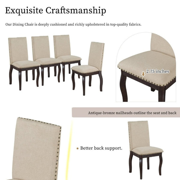 English Elm Trexm Farmhouse Round Extendable Dining Set Acacia Veneer Table with 4 Nailhead Chairs Espresso ST000074AAP--2026