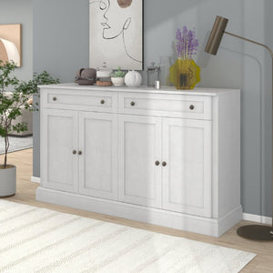 English Elm Trexm Farmhouse Sideboard Buffet with 2 Drawers 4 Doors and Adjustable Shelves Antique White ST000080AAA