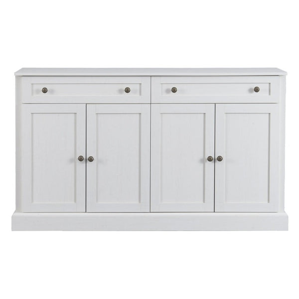 English Elm Trexm Farmhouse Sideboard Buffet with 2 Drawers 4 Doors and Adjustable Shelves Antique White ST000080AAA