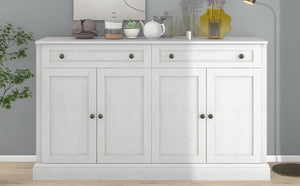 English Elm Trexm Farmhouse Sideboard Buffet with 2 Drawers 4 Doors and Adjustable Shelves Antique White ST000080AAA