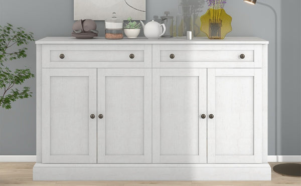 English Elm Trexm Farmhouse Sideboard Buffet with 2 Drawers 4 Doors and Adjustable Shelves Antique White ST000080AAA
