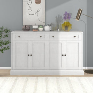 English Elm Trexm Farmhouse Sideboard Buffet with 2 Drawers 4 Doors and Adjustable Shelves Antique White ST000080AAA