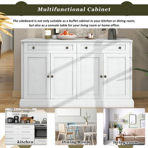 English Elm Trexm Farmhouse Sideboard Buffet with 2 Drawers 4 Doors and Adjustable Shelves Antique White ST000080AAA
