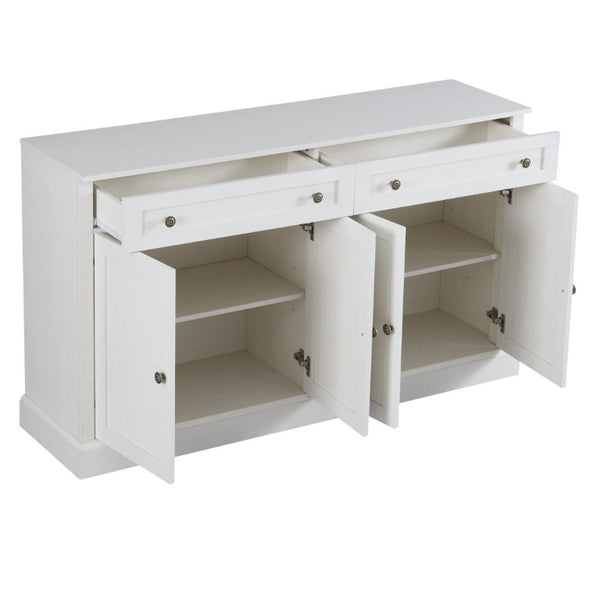 English Elm Trexm Farmhouse Sideboard Buffet with 2 Drawers 4 Doors and Adjustable Shelves Antique White ST000080AAA