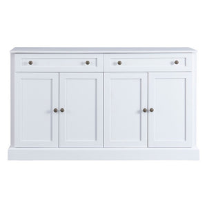 English Elm Trexm Farmhouse Sideboard Buffet with 2 Drawers 4 Doors and Adjustable Shelves White ST000080AAK