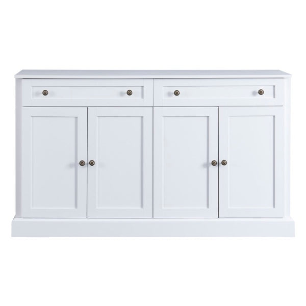 English Elm Trexm Farmhouse Sideboard Buffet with 2 Drawers 4 Doors and Adjustable Shelves White ST000080AAK