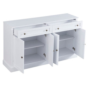 English Elm Trexm Farmhouse Sideboard Buffet with 2 Drawers 4 Doors and Adjustable Shelves White ST000080AAK