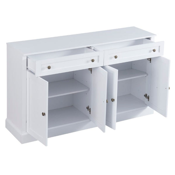English Elm Trexm Farmhouse Sideboard Buffet with 2 Drawers 4 Doors and Adjustable Shelves White ST000080AAK