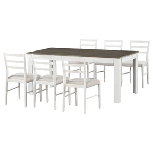 English Elm Trexm Farmhouse Extendable Rubberwood Dining Set with Storage Drawers and Six Upholstered Chairs ST000082AAK-2026