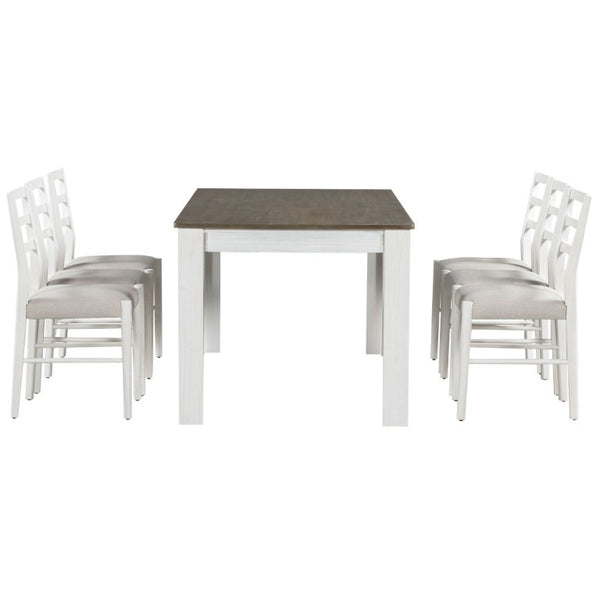 English Elm Trexm Farmhouse Extendable Rubberwood Dining Set with Storage Drawers and Six Upholstered Chairs ST000082AAK-2026