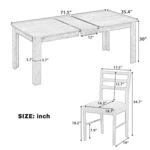 English Elm Trexm Farmhouse Extendable Rubberwood Dining Set with Storage Drawers and Six Upholstered Chairs ST000082AAK-2026