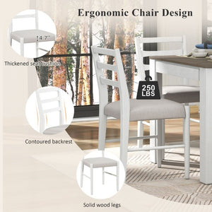 English Elm Trexm Farmhouse Extendable Rubberwood Dining Set with Storage Drawers and Six Upholstered Chairs ST000082AAK-2026