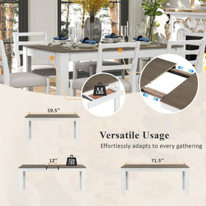 English Elm Trexm Farmhouse Extendable Rubberwood Dining Set with Storage Drawers and Six Upholstered Chairs ST000082AAK-2026