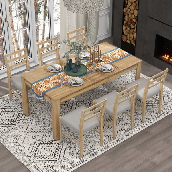 English Elm Trexm Farmhouse Acacia Wood Extendable Dining Set Seats Eight with Storage Drawers ST000082AAN-2026