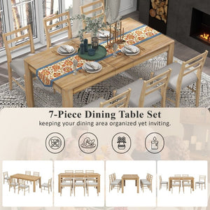 English Elm Trexm Farmhouse Acacia Wood Extendable Dining Set Seats Eight with Storage Drawers ST000082AAN-2026