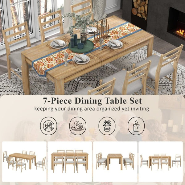 English Elm Trexm Farmhouse Acacia Wood Extendable Dining Set Seats Eight with Storage Drawers ST000082AAN-2026