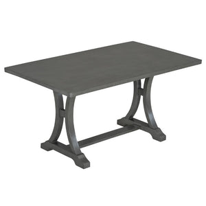 English Elm Trexm Farmhouse Trestle Dining Set Seats Six with Upholstered Chairs and Cushioned Bench ST000087AAE--2026
