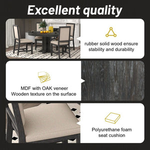 English Elm Trexm Farmhouse Extendable Oak Veneer Dining Set with Four Upholstered Chairs ST000090AAB