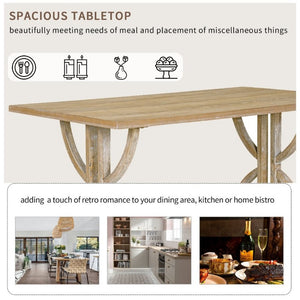 English Elm Trexm 6 Piece Farmhouse Dining Set Ash Veneer Table Tufted Chairs and Bench Natural Wood Wash ST000099AAD