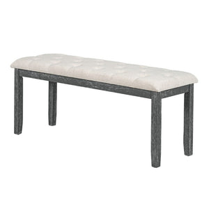 English Elm Trexm 6 Piece Farmhouse Dining Set Ash Veneer Table Tufted Chairs and Bench Gray Wash ST000099AAE