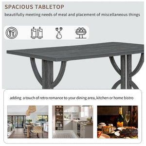English Elm Trexm 6 Piece Farmhouse Dining Set Ash Veneer Table Tufted Chairs and Bench Gray Wash ST000099AAE