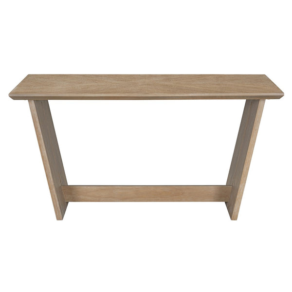 English Elm Trexm Six Piece Retro Dining Set Rubberwood Trestle Table Four Chairs Bench Seats Natural Wood Wash ST000127AAD