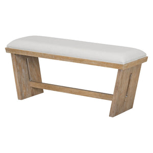 English Elm Trexm Six Piece Retro Dining Set Rubberwood Trestle Table Four Chairs Bench Seats Natural Wood Wash ST000127AAD