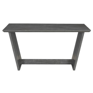 English Elm Trexm Six Piece Retro Dining Set Rubberwood Trestle Table Four Chairs Bench Seats Gray ST000127AAE