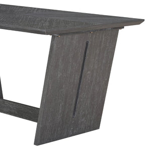 English Elm Trexm Six Piece Retro Dining Set Rubberwood Trestle Table Four Chairs Bench Seats Gray ST000127AAE