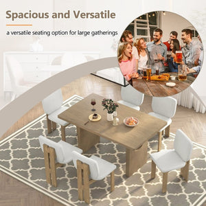 English Elm Trexm Seven Piece Farmhouse Dining Set Ash Veneer Trestle Table Six Upholstered Chairs ST000133AAD-2026