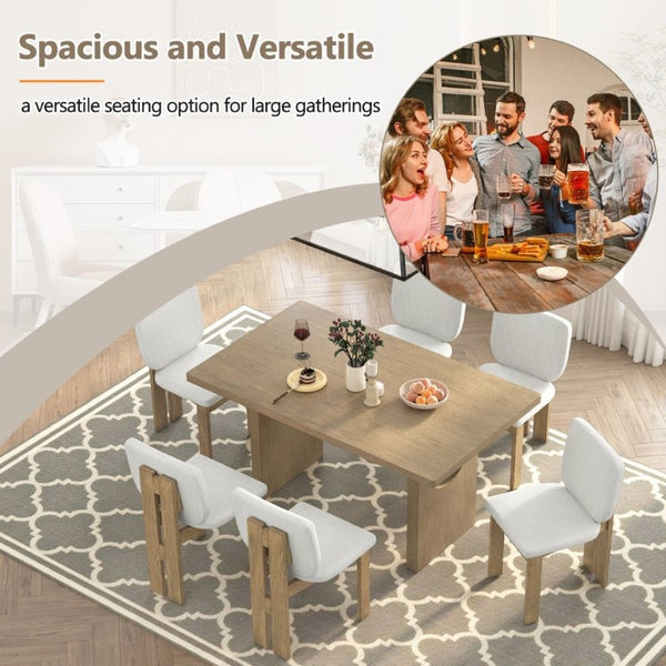 English Elm Trexm Seven Piece Farmhouse Dining Set Ash Veneer Trestle Table Six Upholstered Chairs ST000133AAD-2026