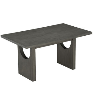 English Elm Trexm Retro Farmhouse 7 Piece Dining Set Ash Veneer Trestle Table Six Upholstered Chairs ST000133AAE-2026