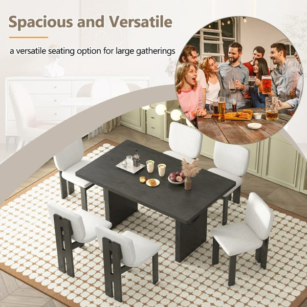 English Elm Trexm Retro Farmhouse 7 Piece Dining Set Ash Veneer Trestle Table Six Upholstered Chairs ST000133AAE-2026