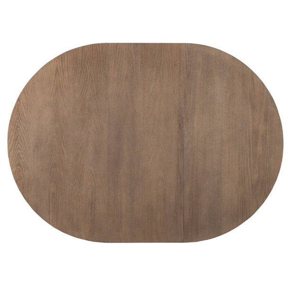English Elm Trexm Retro Round Extendable Dining Set Oak Veneer Table with Rattan Back Chairs Beige/Walnut ST000140AAD