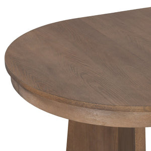English Elm Trexm Retro Round Extendable Dining Set Oak Veneer Table with Rattan Back Chairs Beige/Walnut ST000140AAD