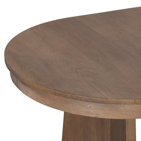 English Elm Trexm Retro Round Extendable Dining Set Oak Veneer Table with Rattan Back Chairs Beige/Walnut ST000140AAD