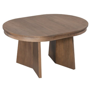 English Elm Trexm Retro Round Extendable Dining Set Oak Veneer Table with Rattan Back Chairs Beige/Walnut ST000140AAD
