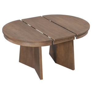 English Elm Trexm Retro Round Extendable Dining Set Oak Veneer Table with Rattan Back Chairs Beige/Walnut ST000140AAD