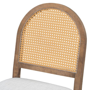 English Elm Trexm Retro Round Extendable Dining Set Oak Veneer Table with Rattan Back Chairs Beige/Walnut ST000140AAD