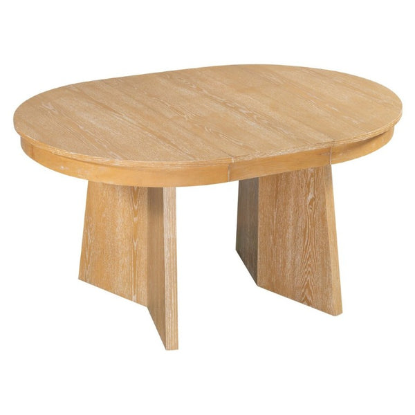 English Elm Trexm Retro Round Extendable Dining Set Oak Veneer Table with Rattan Back Chairs Natural Wood Wash ST000140AAE