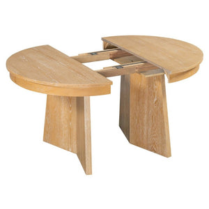 English Elm Trexm Retro Round Extendable Dining Set Oak Veneer Table with Rattan Back Chairs Natural Wood Wash ST000140AAE