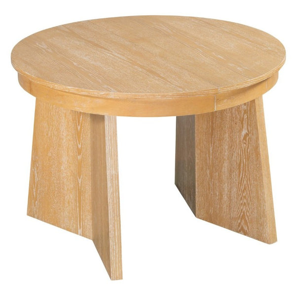 English Elm Trexm Retro Round Extendable Dining Set Oak Veneer Table with Rattan Back Chairs Natural Wood Wash ST000140AAE