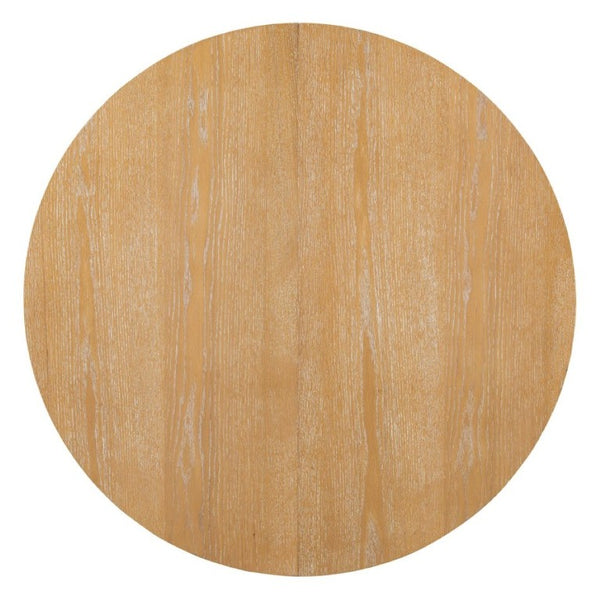 English Elm Trexm Retro Round Extendable Dining Set Oak Veneer Table with Rattan Back Chairs Natural Wood Wash ST000140AAE