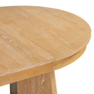 English Elm Trexm Retro Round Extendable Dining Set Oak Veneer Table with Rattan Back Chairs Natural Wood Wash ST000140AAE
