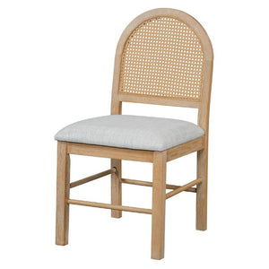 English Elm Trexm Retro Round Extendable Dining Set Oak Veneer Table with Rattan Back Chairs Natural Wood Wash ST000140AAE