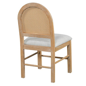 English Elm Trexm Retro Round Extendable Dining Set Oak Veneer Table with Rattan Back Chairs Natural Wood Wash ST000140AAE