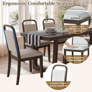 English Elm Trexm Farmhouse Six-piece Dining Set with Rubberwood Legs Upholstered Chairs and Bench Brown ST000159AAP